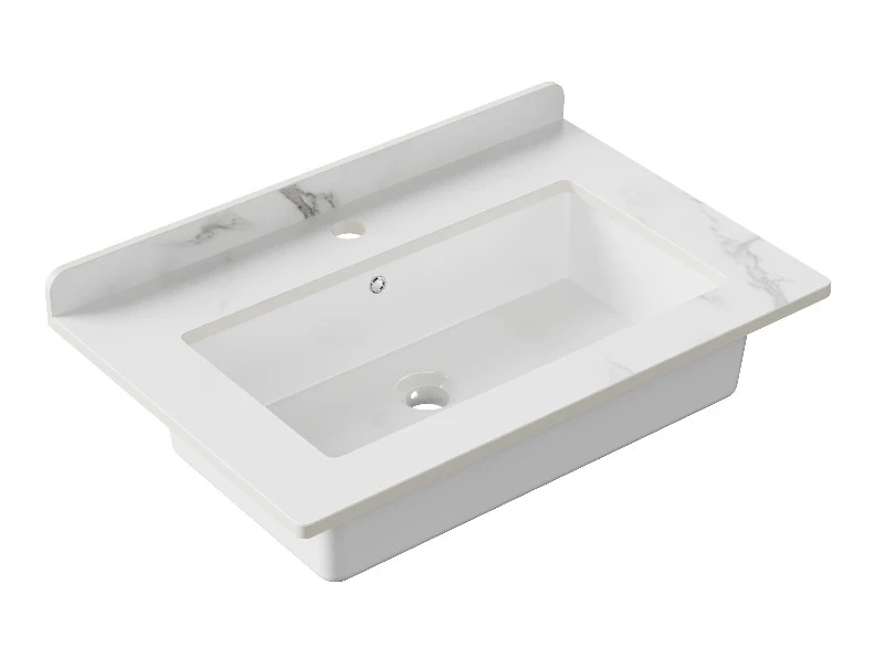 Hib Kingsbury 60cm Quartz Countertop & Underslung Basin White Marble
