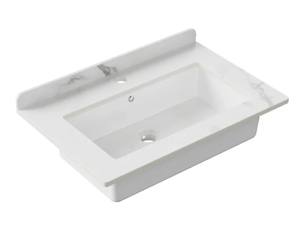 Hib Kingsbury 60cm Quartz Countertop & Underslung Basin White Marble