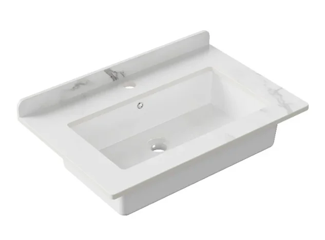 Hib Kingsbury 60cm Quartz Countertop & Underslung Basin White Marble product image - Image 1