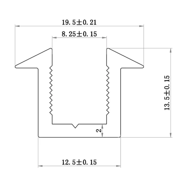 Abacus Glass Recessed Channel -8mm Black - 3600mm technical drawing - Image 2