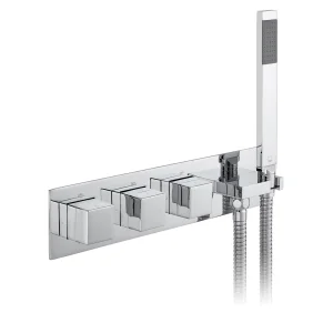 Vado Tablet Notion 3 Outlet 3 Handle Concealed Thermostatic Valve With Integrated Outlet Handset And Hose Chrome