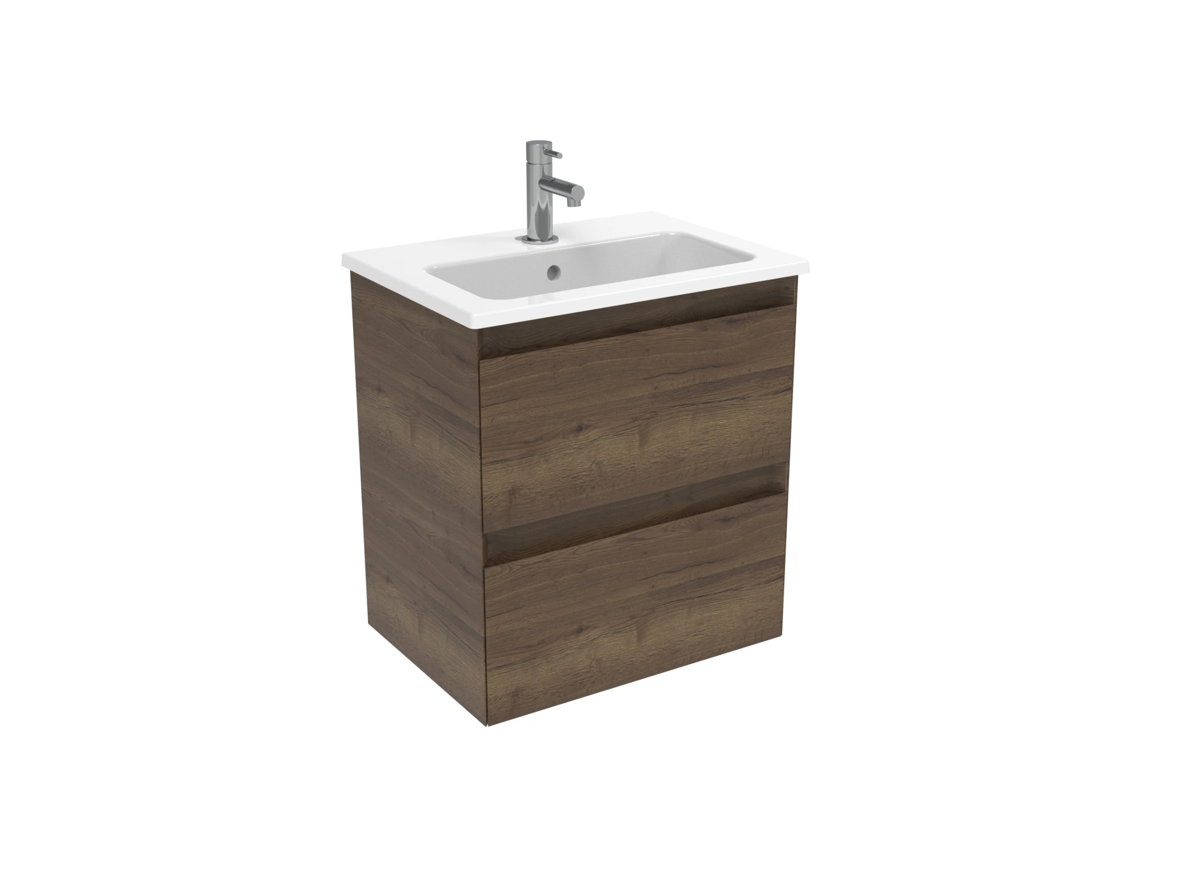 Saneux Uni 50cm 2 Drawer Wall Mounted Unit - English Oak