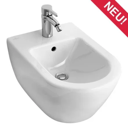 Villeroy & Boch Subway 2.0 Bidet Wall-mounted, Oval, Suitable For 1-hole Tap Fittings, Tap Hole Punched Out, With Overflow 370 X 565 Mm White Alpin (5400.00.01) product image - Image 1