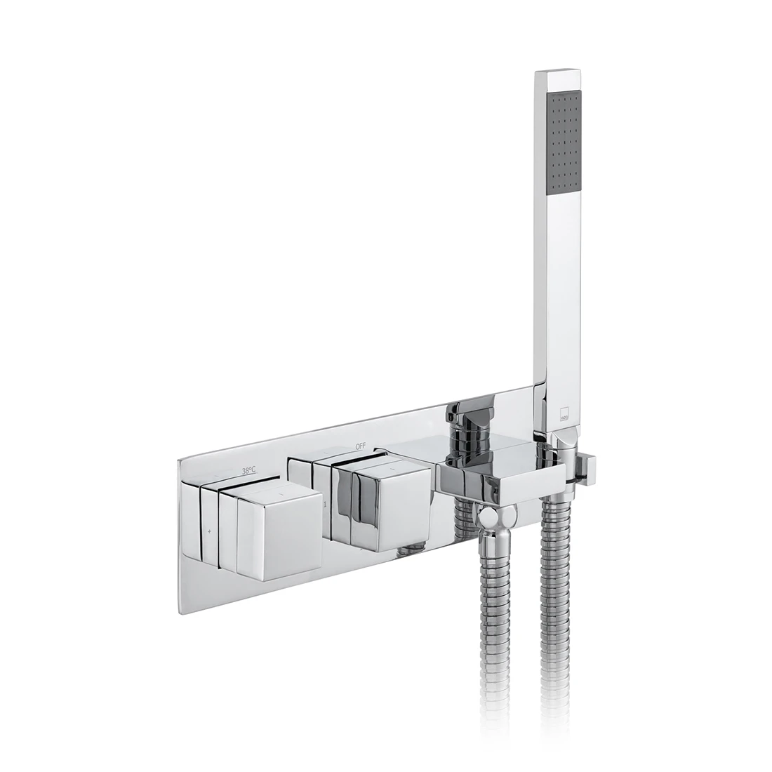 Vado Tablet Notion 2 Outlet 2 Handle Concealed Thermostatic Valve With Integrated Outlet Handset And Hose Chrome