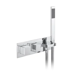 Vado Tablet Notion 2 Outlet 2 Handle Concealed Thermostatic Valve With Integrated Outlet Handset And Hose Chrome