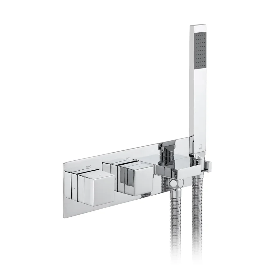 Vado Tablet Notion 2 Outlet 2 Handle Concealed Thermostatic Valve With Integrated Outlet Handset And Hose Chrome product image - Image 1