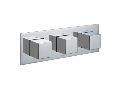 Vado Tablet Notion 3 Outlet 3 Handle Concealed Thermostatic Valve Horizontal Chrome detail view - Image 3