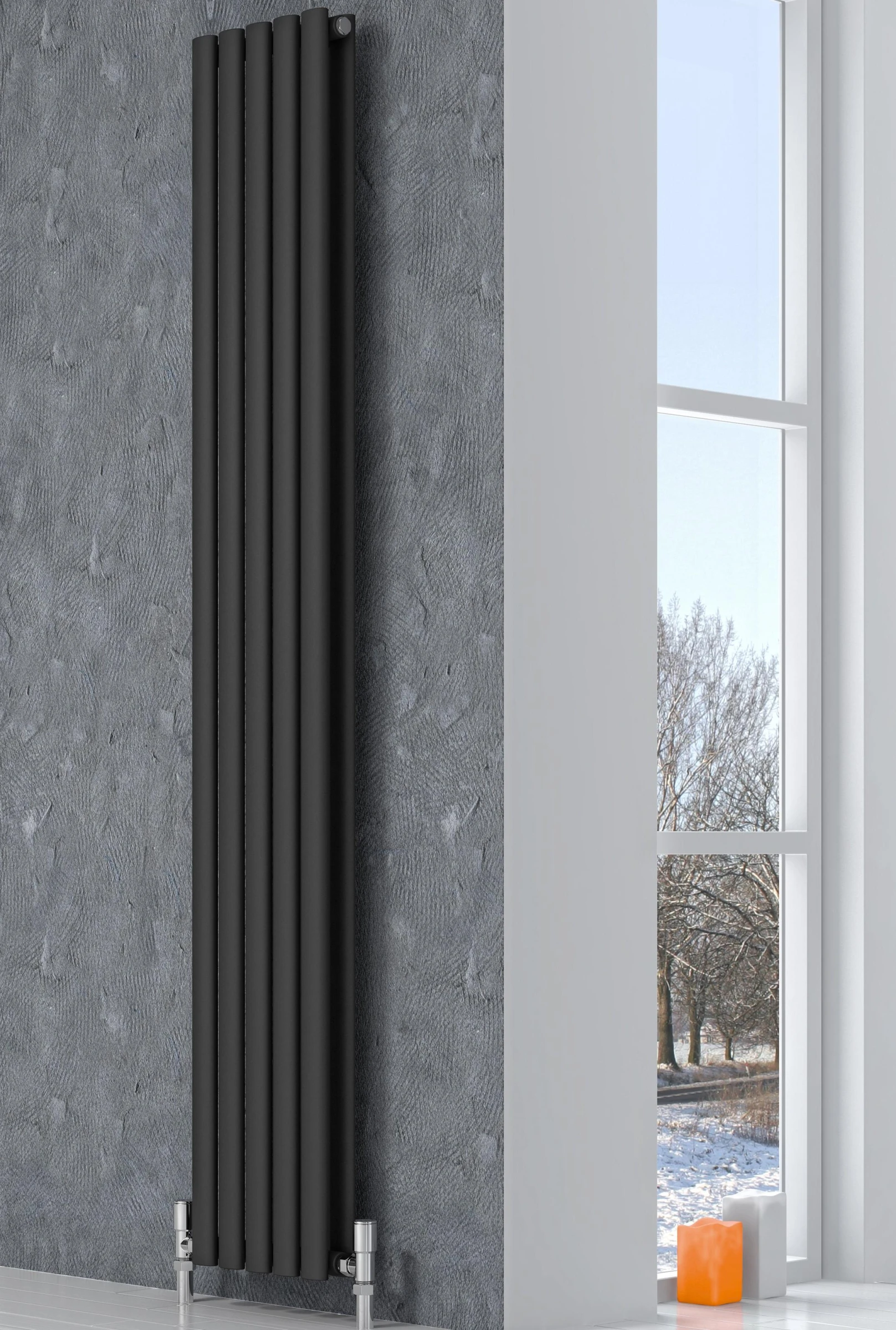 Reina Neva Designer Radiator - 1500 X 413 Double Anthracite