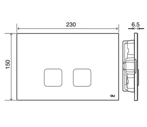 Oli Plain Dual Control Plate Black Soft Touc technical drawing - Image 2