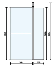Abacus E Series 900mm Fixed Panel With 350mm Pivot