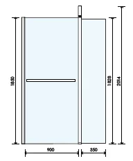 Abacus E Series 900mm Fixed Panel With 350mm Pivot