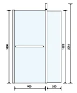 Abacus E Series 900mm Fixed Panel With 350mm Pivot product image - Image 1