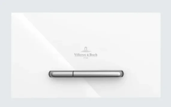 Villeroy & Boch Viconnect Installation Systems 300g Toilet Flush Plate - Glass Glossy White 253 X 145 X 15 Mm product image - Image 1