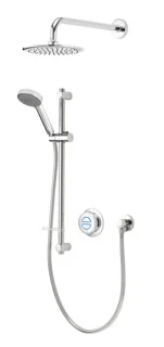 Aqualisa Quartz 23 Classic Digital Shower, Riser Rail Kit And Fixed Wall Head (hp/combi) - Chrome