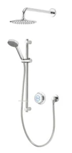 Aqualisa Quartz 23 Classic Digital Shower, Riser Rail Kit And Fixed Wall Head (hp/combi) - Chrome
