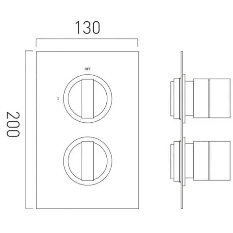 Vado Trim Kit For Dx Notion 1 Outlet Trim For 148d Thermostatic Valve (con-bv048d-br) Chrome technical drawing - Image 2