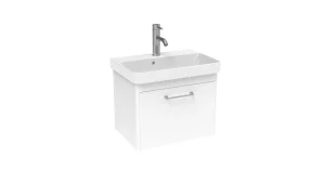 Saneux Hyde Lite 55x37cm Washbasin & 1 Drawer Wall Mounted Unit - Gloss White