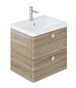 Vado Safari 600mm Fluted Vanity Unit - Wall Hung Natural Oak product image - Image 1
