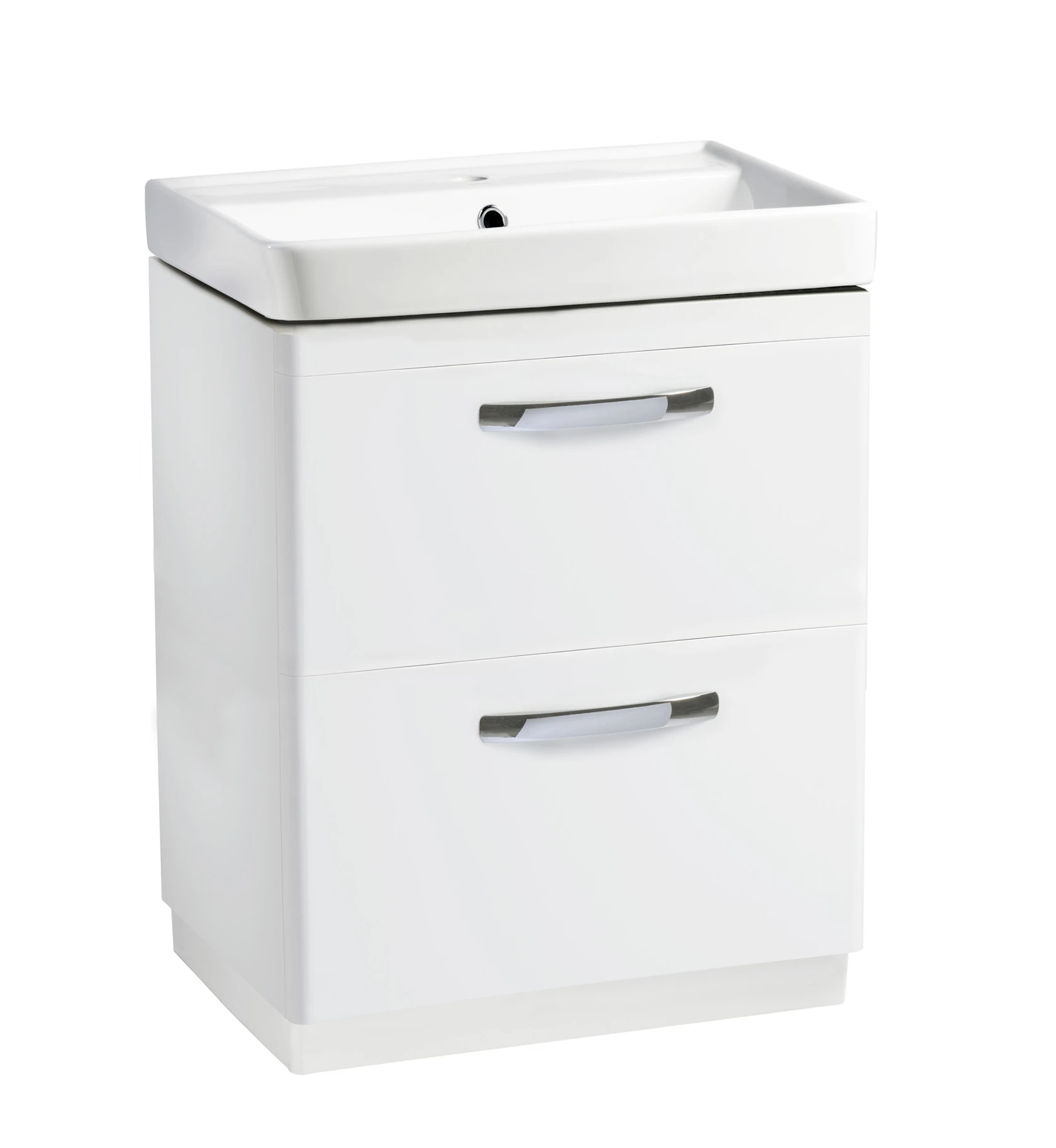 Tavistock Compass 600mm Floor Standing Unit With Two Drawers - Gloss White (excl. Basin)