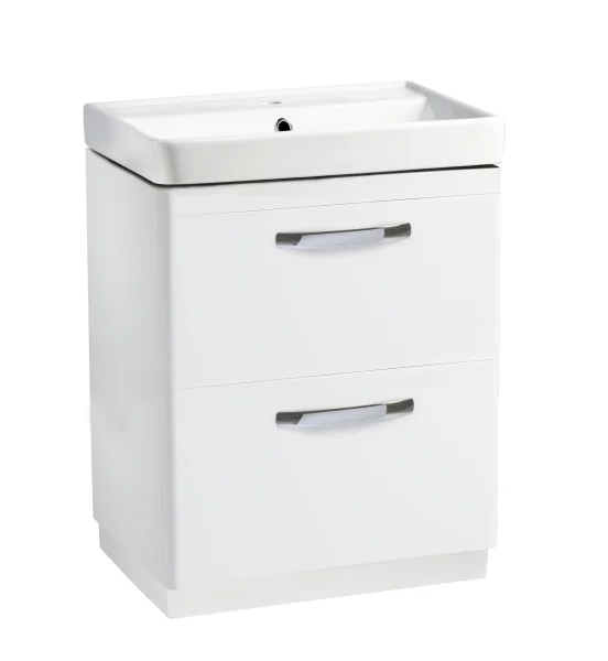 Tavistock Compass 600mm Floor Standing Unit With Two Drawers - Gloss White (excl. Basin)
