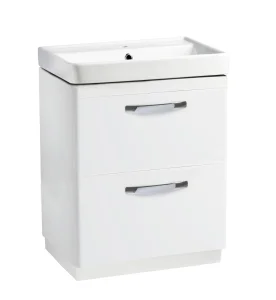 Tavistock Compass 600mm Floor Standing Unit With Two Drawers - Gloss White (excl. Basin)