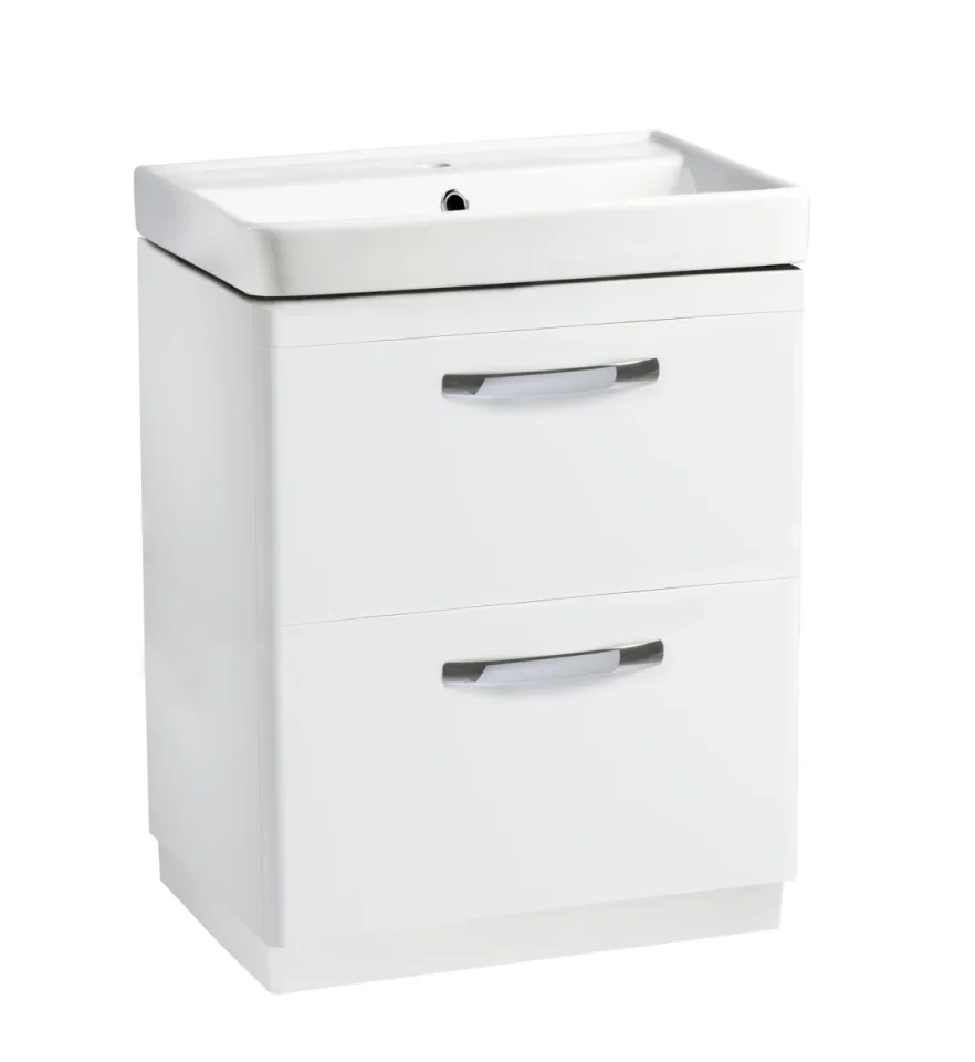 Tavistock Compass 600mm Floor Standing Unit With Two Drawers - Gloss White (excl. Basin) product image - Image 1