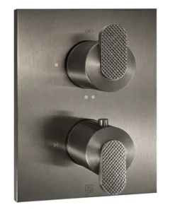 Neo Double Outlet Unibox Thermostat Brushed Black