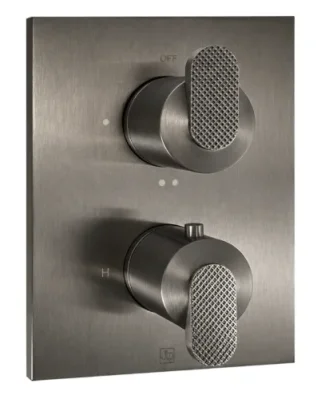 Neo Double Outlet Unibox Thermostat Brushed Black product image - Image 1