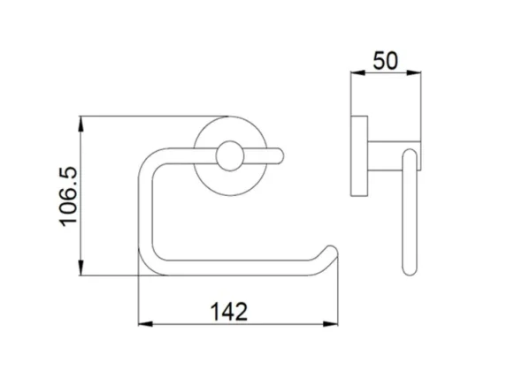 Just Taps Vos Toilet Roll Holder Brushed Black technical drawing - Image 2