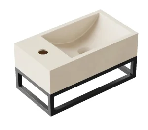 Hib Entero 40cm Wall Mounted Basin With Black Frame Soft Beige