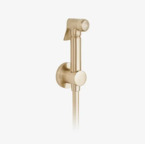 Vado Individual Shattaf Handset, 100cm Hose And Wall Mounted Bracket Brushed Gold product image - Image 1