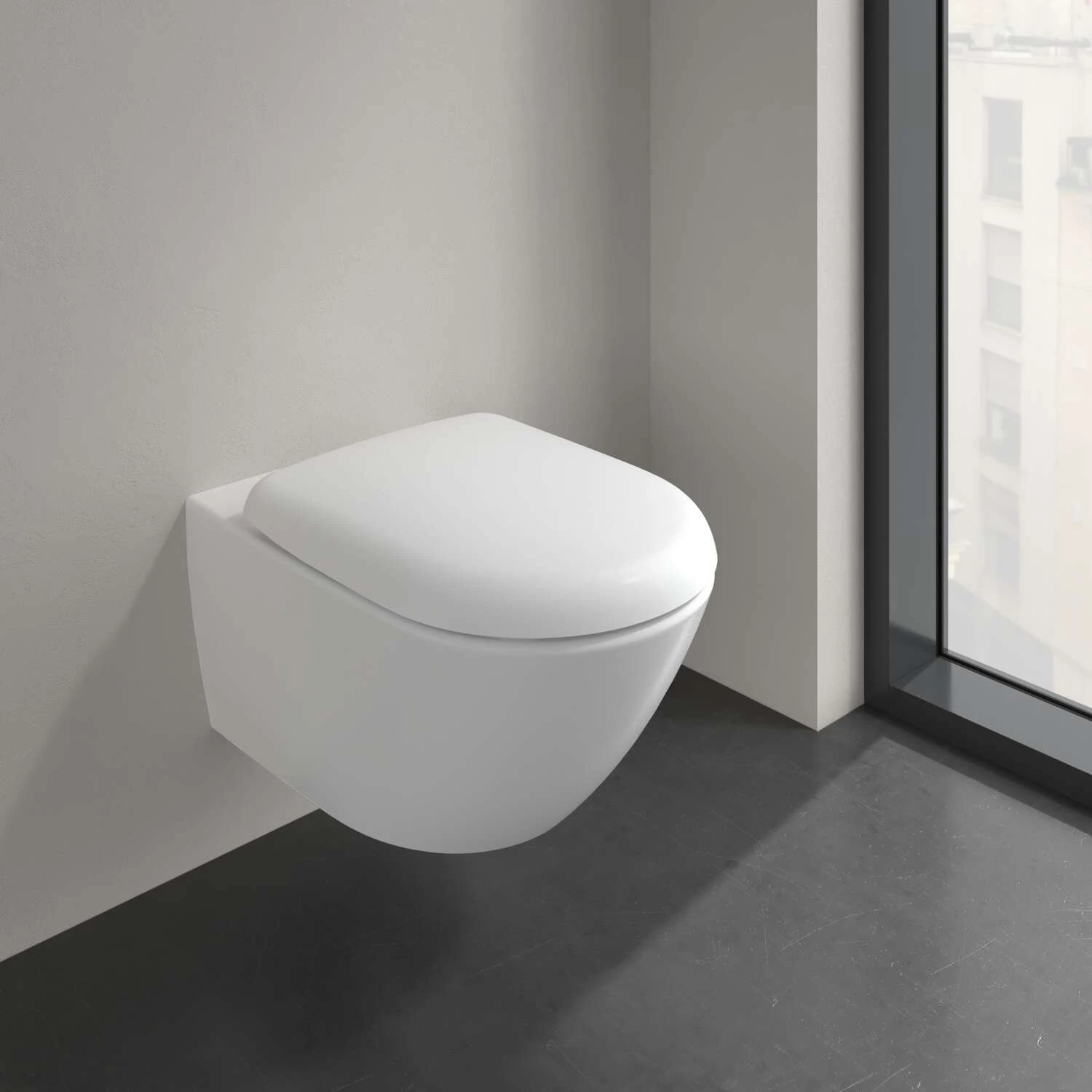 Antao Washdown toilet, rimless, wall-mounted, with TwistFlush, Stone White CeramicPlus