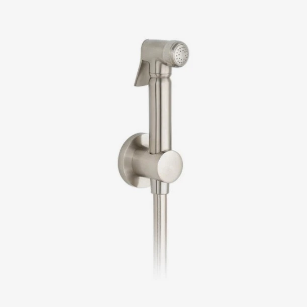 Vado Individual Shattaf Handset, 100cm Hose And Wall Mounted Bracket Brushed Nickel