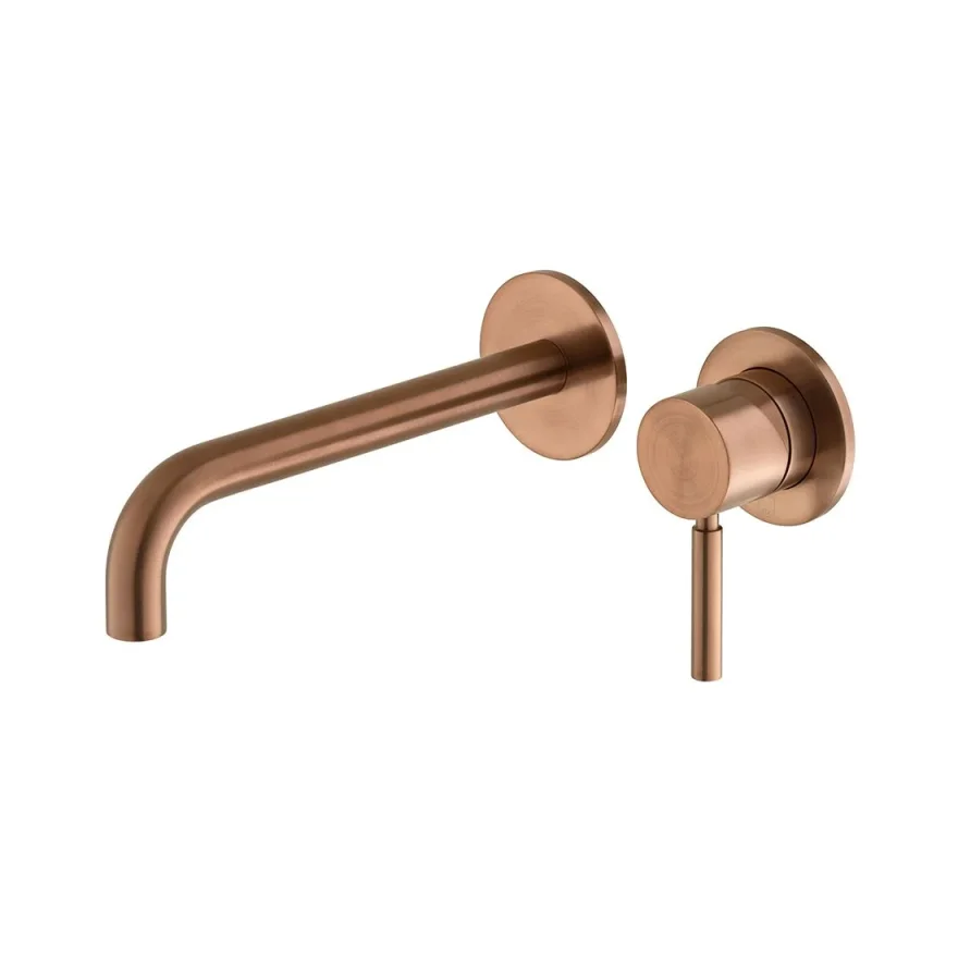 Vado Individual Origins Slimline 2 Hole Wall Mounted Single Lever Basin Mixer With 180mm Spout Brushed Bronze product image - Image 1