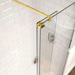 Kudos Ultimate Fold Away Bath Screen Deflector Panel (right Hand) - Brushed Brass