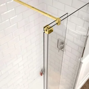 Kudos Ultimate Fold Away Bath Screen Deflector Panel (right Hand) - Brushed Brass