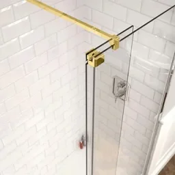 Kudos Ultimate Fold Away Bath Screen Deflector Panel (right Hand) - Brushed Brass product image - Image 1