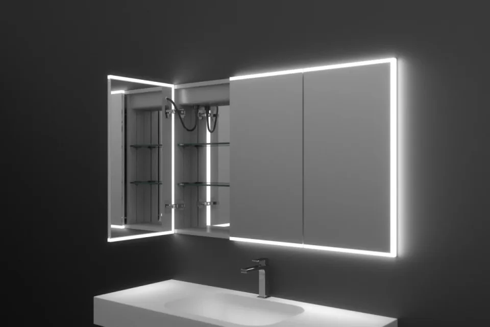 Faeber Edge 1200 Led 3 Door Illuminated Mirror Cabinet (recess Compatible) detail view - Image 12