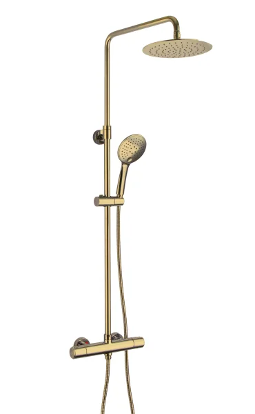 Just Taps VOS 2 Outlet Thermostatic Cool Touch Bar Valve with adjustable riser and shower kit Brushed Brass