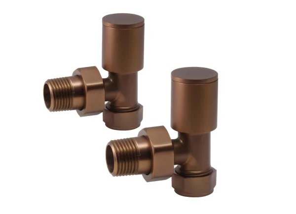 The Tunbridge Wells Brassware Co. Minimalist Angled Radiator Valve - Brushed Bronze (pair)