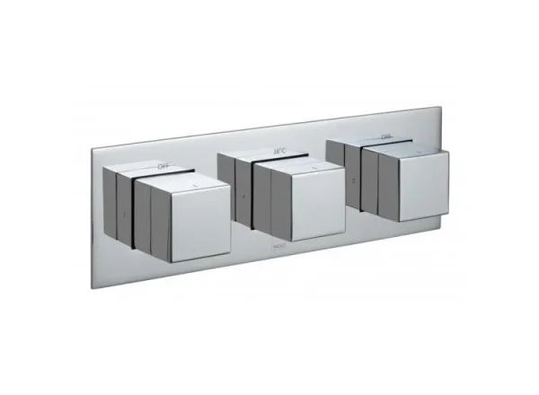 Vado Tablet Notion 2 Outlet 3 Handle Concealed Thermostatic Valve Horizontal Chrome detail view - Image 3