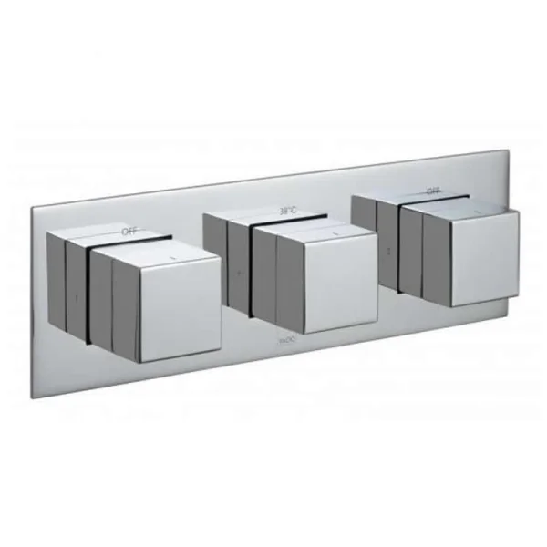 Vado Tablet Notion 2 Outlet 3 Handle Concealed Thermostatic Valve Horizontal Chrome