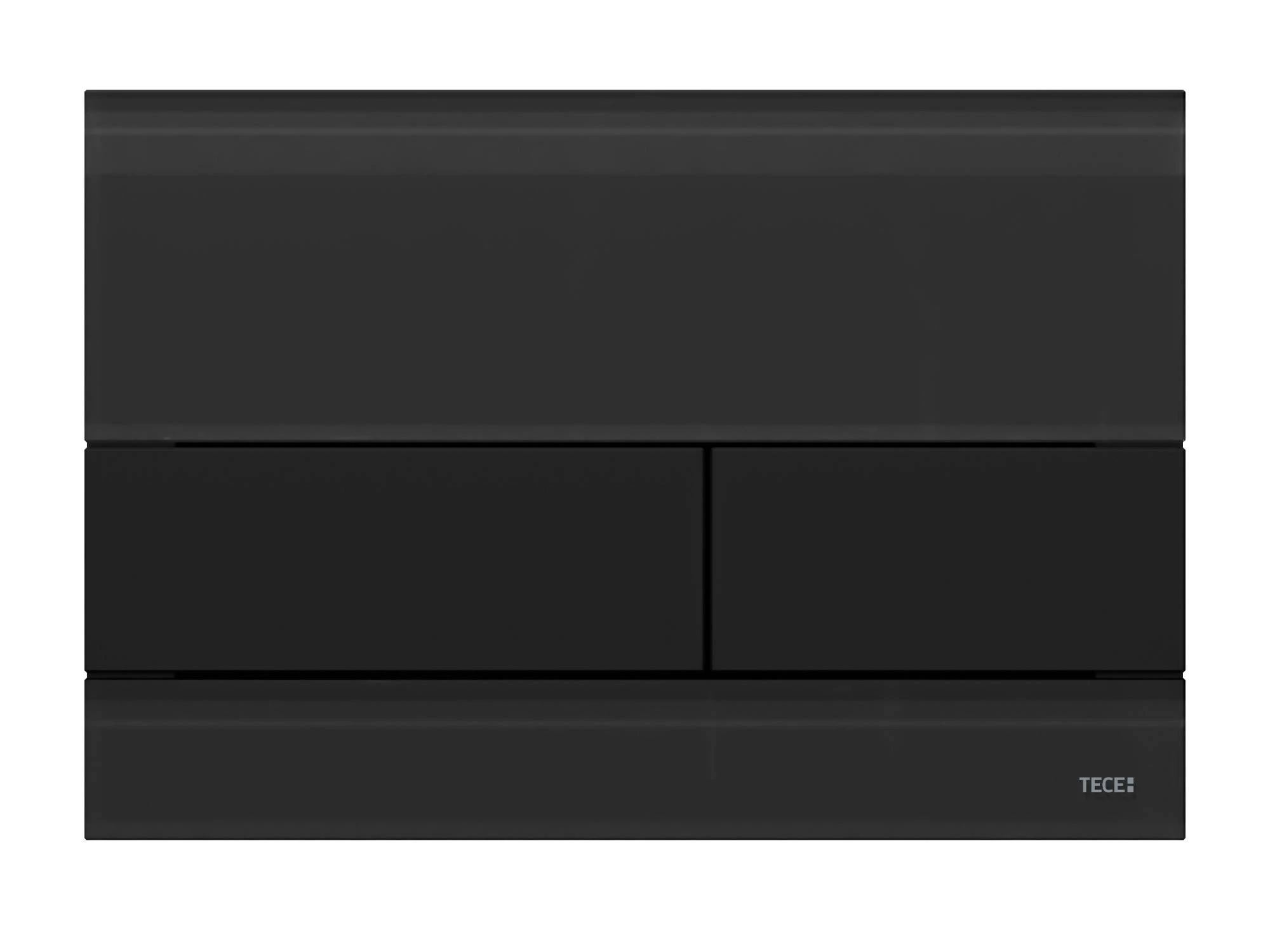Tece Square Dual Flush, Glass Black, Buttons Black