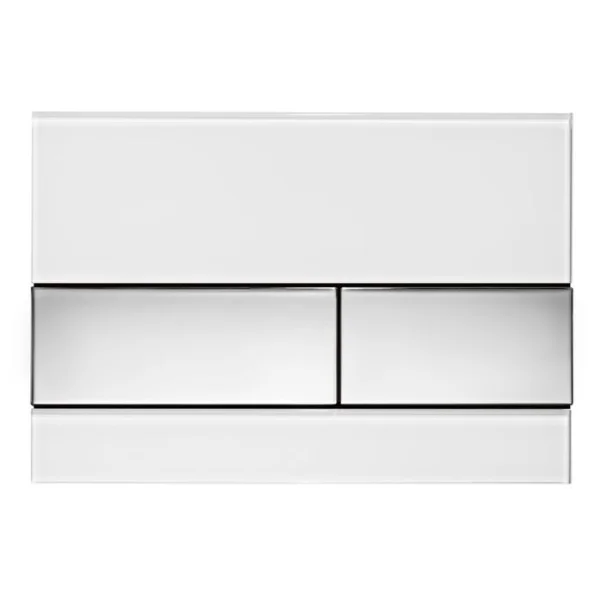 Tece Square Dual Flush, Glass White, Buttons Polished Chrome