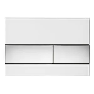 Tece Square Dual Flush, Glass White, Buttons Polished Chrome
