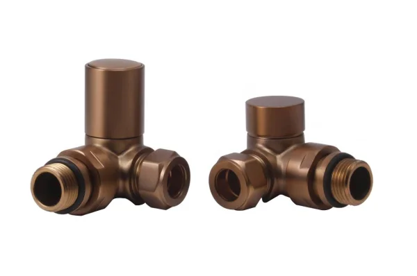 The Tunbridge Wells Brassware Co. Minimalist Corner Radiator Valve Pack - Brushed Bronze (pair)