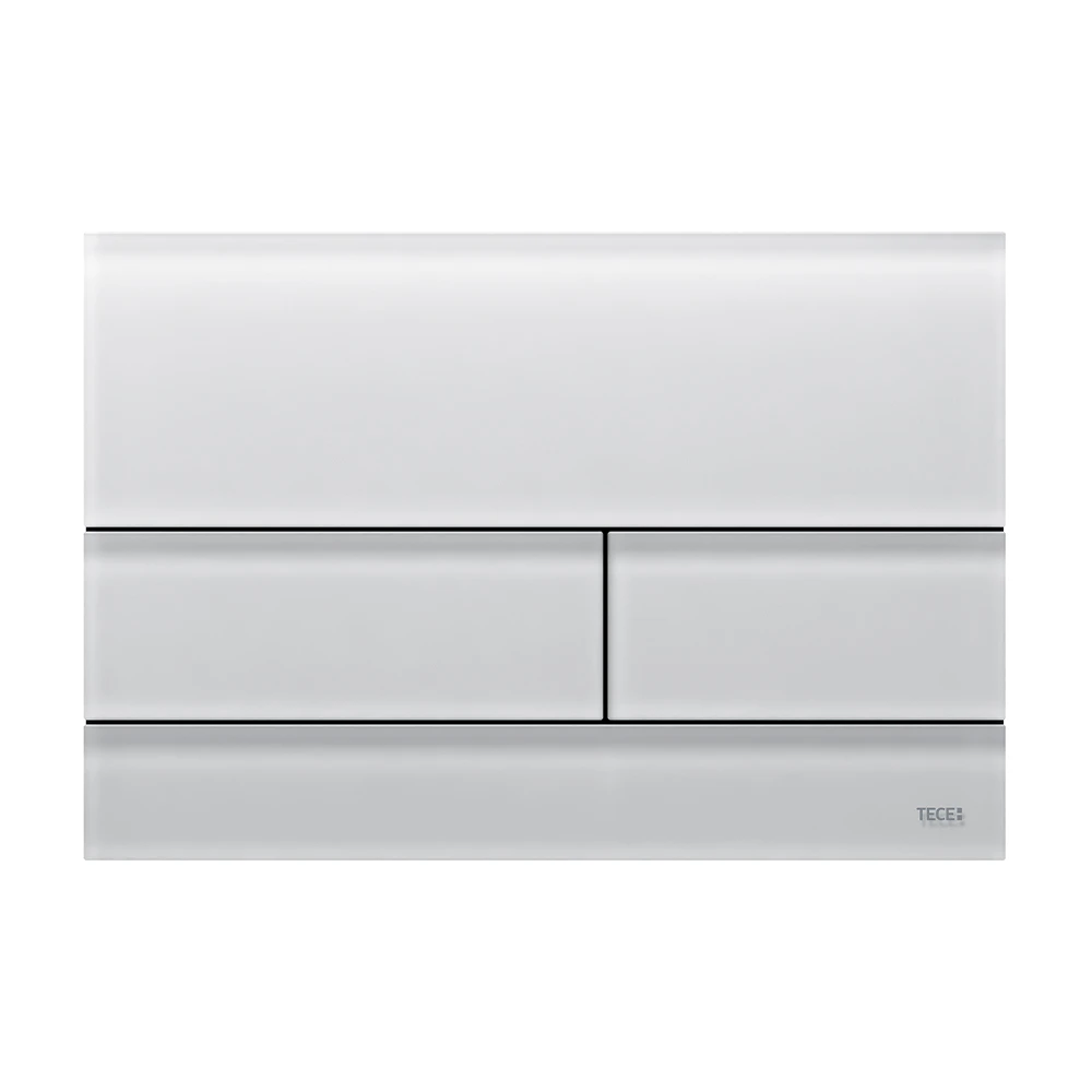 Tece Square Dual Flush, Glass White Satined New