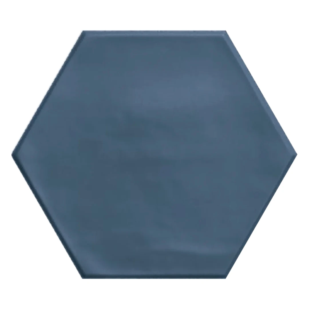 European Tiles Shaped Marble Geometry Hex Matt Navy Blue Floor Tile 15x17.3cm