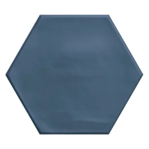 European Tiles Shaped Marble Geometry Hex Matt Navy Blue Floor Tile 15x17.3cm