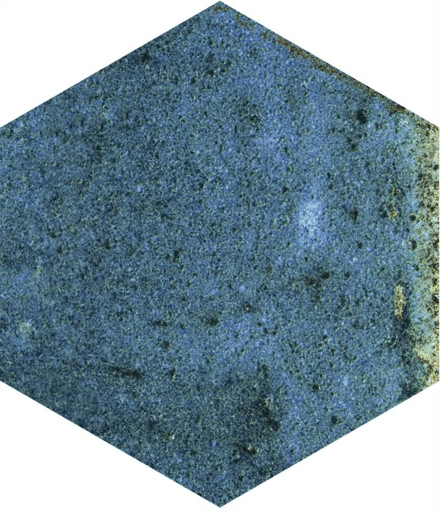 European Tiles Artisan Hex Blue Porcelain Gloss Wall & Floor Tile 11.8x10.2cm